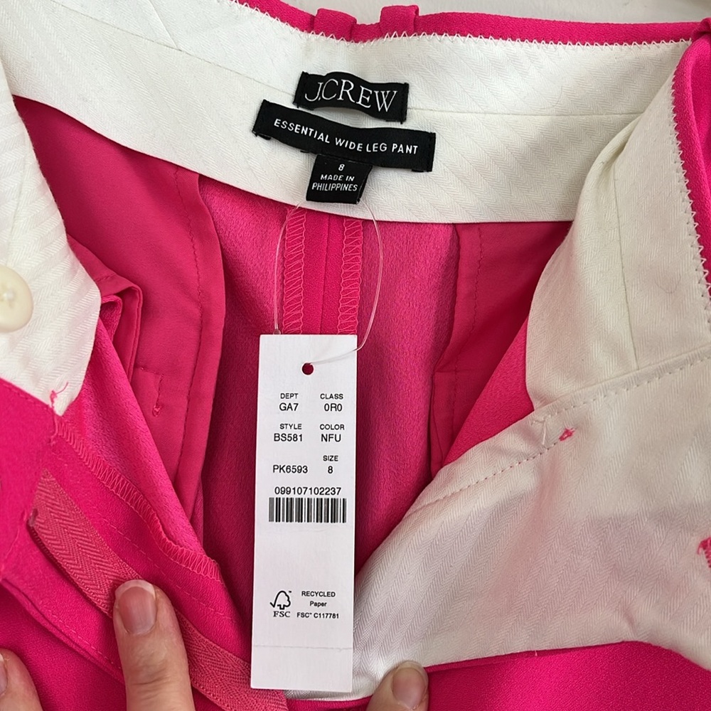 NEW! J. Crew Essential wide leg drapey BS581 neon pink pleated menswear … - Picture 5 of 11